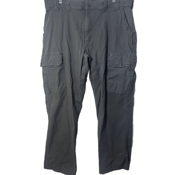 Duluth Trading Co Pants Mens 42 Gray Flex Fire Hose Relaxed Fit Cargo Work